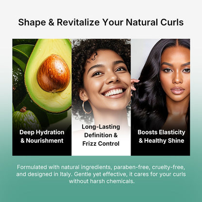 Pallamina Natural Curl Defining Cream With Avocado Extract And Aloe Vera For Dry Curly Hair Repair