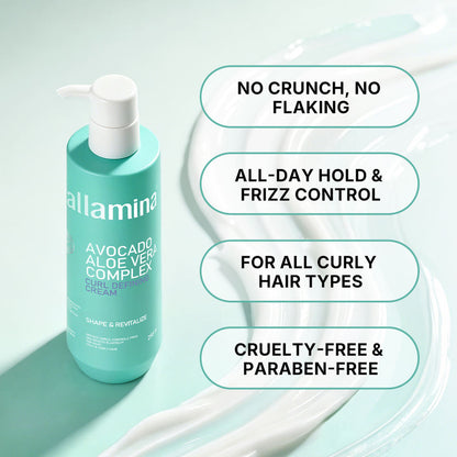 Pallamina Avocado Aloe Vera Curl Control Cream Lightweight Botanical Curl Styler For Natural Looking Curls