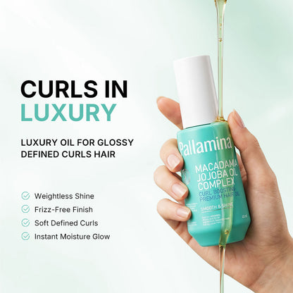 Pallamina Curl Enhancing Hair Oil With Macadamia & Jojoba Oil Complex For Dry Frizzy Curly Hair Repair