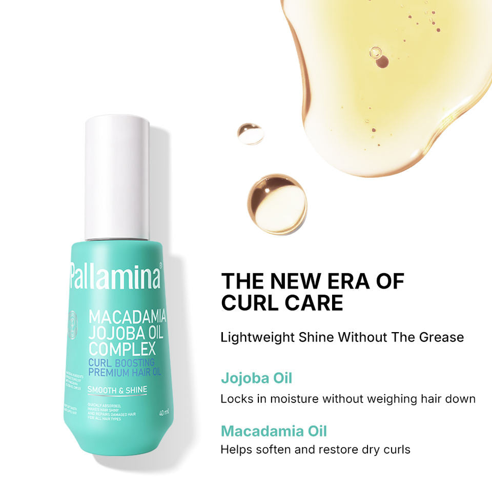 Pallamina Curl Enhancing Hair Oil With Macadamia & Jojoba Oil Complex For Dry Frizzy Curly Hair Repair