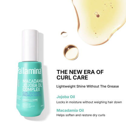 Pallamina Curl Enhancing Hair Oil With Macadamia & Jojoba Oil Complex For Dry Frizzy Curly Hair Repair