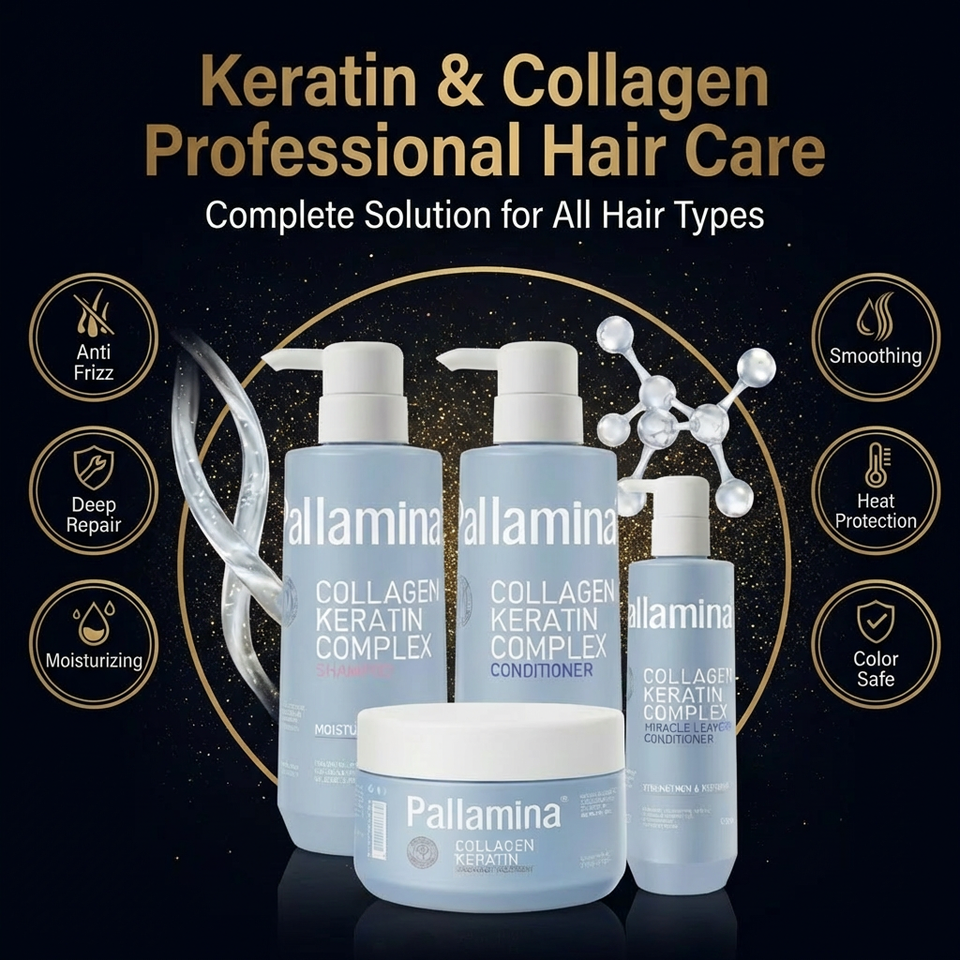 Pallamina Collagen Keratin Shampoo – Salon-Grade Moisturising Cleanser with Argan Oil for Damaged, Dry & Color-Treated Hair