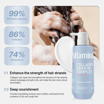 Pallamina Collagen Keratin Shampoo – Salon-Grade Moisturising Cleanser with Argan Oil for Damaged, Dry & Color-Treated Hair