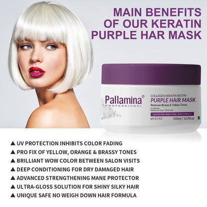 Pallamina Purple Hair Mask – Toning Treatment for Blonde, Silver & Gray Hair