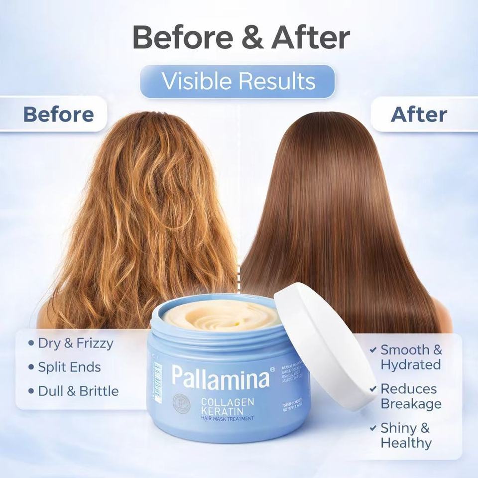 Pallamina Collagen Keratin Shampoo – Salon-Grade Moisturising Cleanser with Argan Oil for Damaged, Dry & Color-Treated Hair