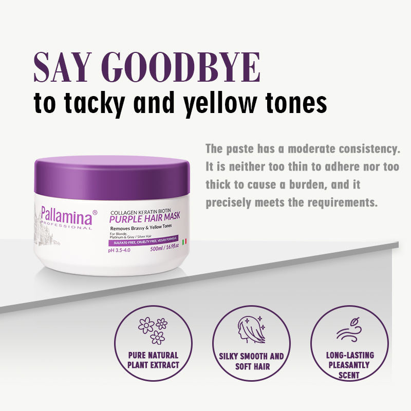 Pallamina Purple Hair Mask – Toning Treatment for Blonde, Silver & Gray Hair